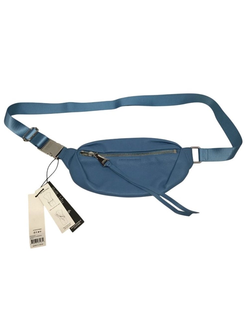 Aimee Kestenberg Blue Ice Breaker Leather Crossbody Fanny Pack Bum Bag